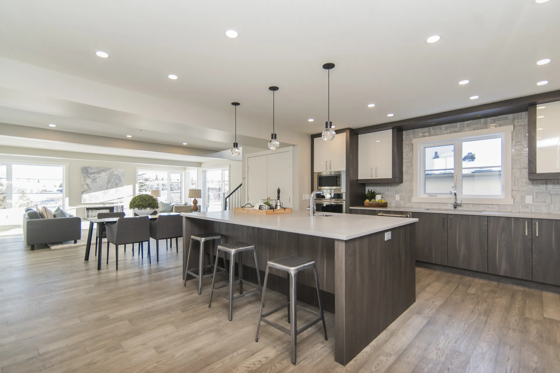 Modern kitchen and dining area in Bethesda